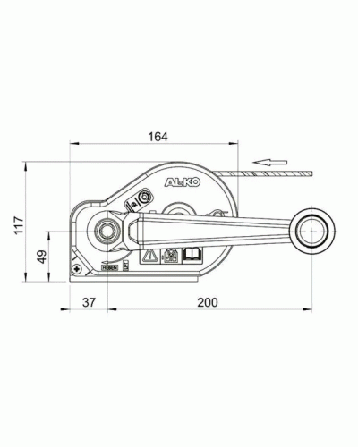 Лебідка причепа AL-KO Optima 351A Plus ручна з тросом 15 м 350 кг (1730001)