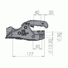 Зчіпний пристрій AL-KO АК301 Profi V+Safety Kit кругле дишло 45/50 мм 3000 кг чавун (1223427)