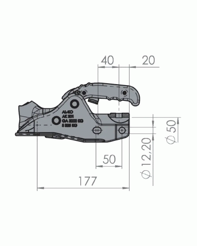 Зчіпний пристрій AL-KO АК301 Profi V+Safety Kit кругле дишло 45/50 мм 3000 кг чавун (1223427)