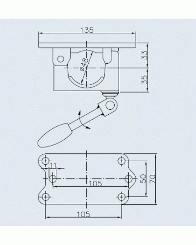 Хомут опорного колеса причепа Winterhoff d48 мм 250 кг чавун (1860657)