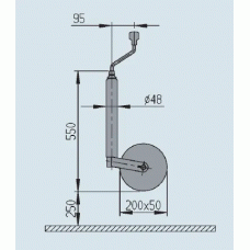Опорне колесо причепа AL-KO d48 мм довжина 550 мм сталевий диск 300 кг (1222437)