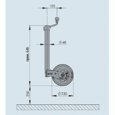 Опорне колесо причепа AL-KO d48 мм з покажчиком навантаження довжина 645 мм сталевий диск 300 кг (1221695)