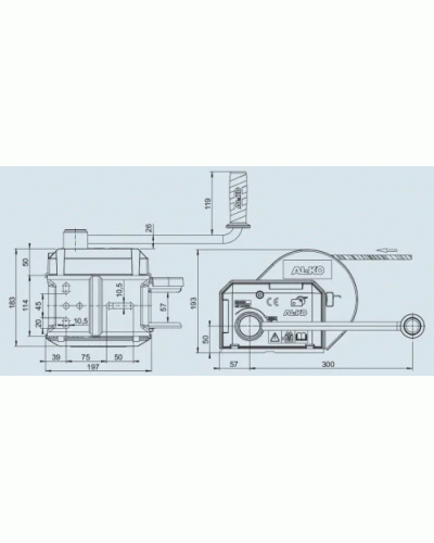 Лебідка причепа AL-KO Optima 901 Plus ручна з тросом 20 м 900 кг (1730012)