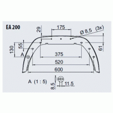 Крило причепа брудозахисне AL-KO Premium пластикове 203x706x336 мм R13 (1259616)