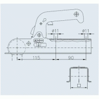 Зчіпний пристрій Winterhoff WW 8-G дишло квадрат 60 мм вертикальне кріплення 800 кг (1860742)