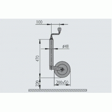 Опорне колесо причепа AL-KO d48 мм довжина 470 мм 150 кг (1222433)