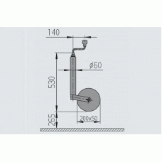 Опорне колесо причепа AL-KO d60 мм довжина 530 мм сталевий диск 500 кг (243888)