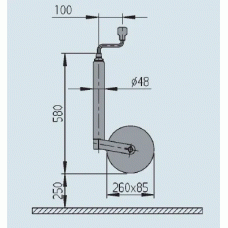 Опорне колесо причепа AL-KO d48 мм довжина 580 мм сталевий диск з пневмошиною 200 кг (1222438)