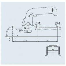Зчіпний пристрій Winterhoff WW150-VF дишло квадрат 60 мм 1500 кг (1860763)