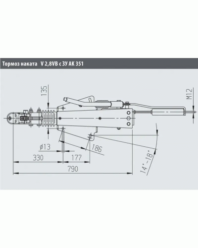 Гальмо накату AL-KO 2,8 VB-1-C 2500-3500 кг AK350/351 інерційне монтаж зверху - знизу (1251555)