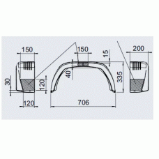 Крило причепа брудозахисне AL-KO Premium пластикове 203x706x336 мм R13 (1259616)