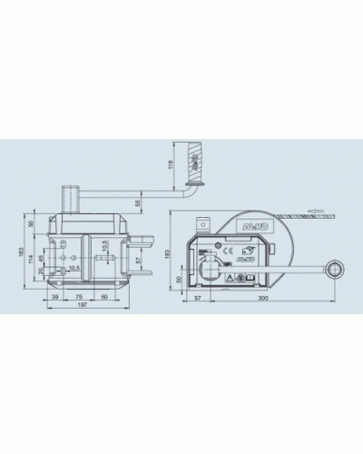 Лебідка причепа AL-KO Optima 901A Plus ручна з тросом 12,5 м 900 кг (1730015)