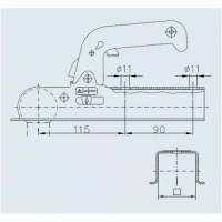 Зчіпний пристрій Winterhoff WW 8-H дишло квадрат 70 мм 800 кг (1860744)