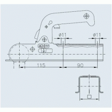 Зчіпний пристрій Winterhoff WW 8-H дишло квадрат 70 мм 800 кг (1860744)