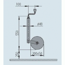 Опорне колесо причепа AL-KO d48 мм довжина 550 мм сталевий диск 150 кг (1222436)