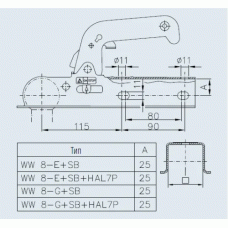 Зчіпний пристрій Winterhoff WW 8-G+SB дишло квадрат 60 мм 800 кг (1860747)