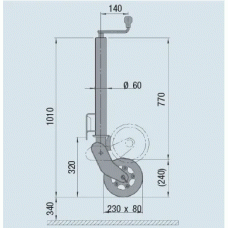Опорне колесо причепа AL-KO d60 мм автоматичне довжина 1010 мм сталевий диск 500 кг (1223638)