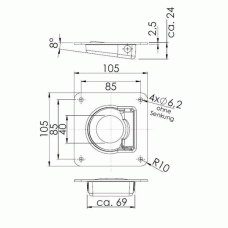 Петля такелажна кріплення вантажу причепа Winterhoff ZBF 70-2 105х105 мм (1860063)