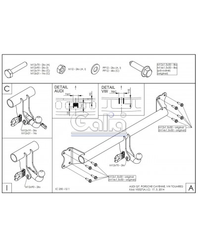 Фаркоп "Galia" Porsche Cayenne (c 2002--) автомат