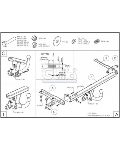 Фаркоп "Galia" OPEL Astra J (c 2009-) автомат