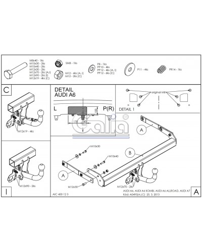 Фаркоп "Galia" AUDI A6 C-7 (з 2011--) автомат