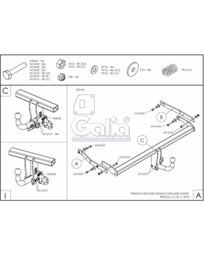 Фаркоп "Galia" RENAULT Megane 3 універсал (з 2008--) автомат