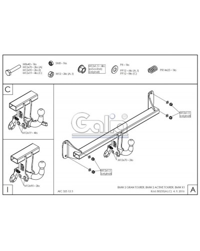 Фаркоп "Galia" BMW X1 F48 (c 2015--)