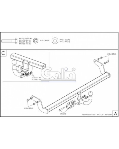 Фаркоп "Galia" HYUNDAI Accent (2006-2011)