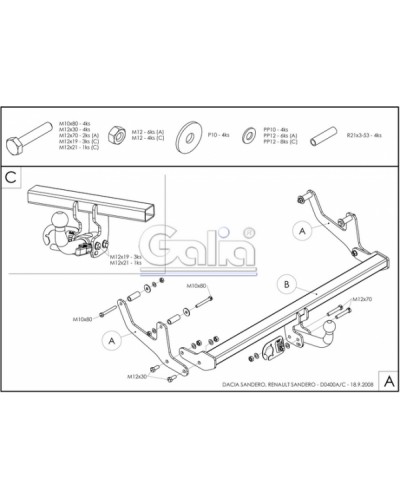 Фаркоп "Galia" Renault Sandero Stepway (c 2013--)